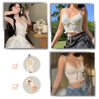 Top court à bordures en dentelle