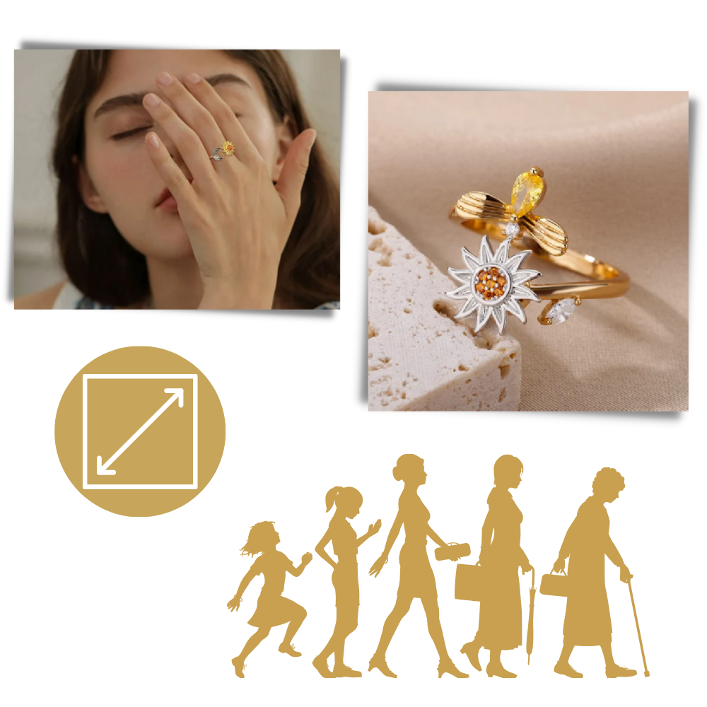 Bague tournesol tournante