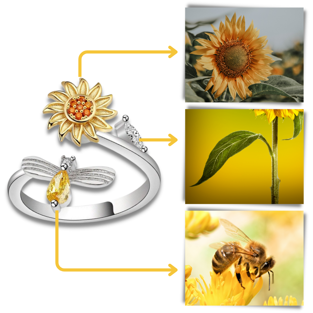 Bague tournesol tournante