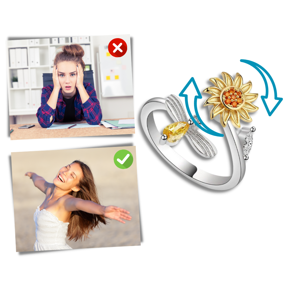 Bague tournesol tournante