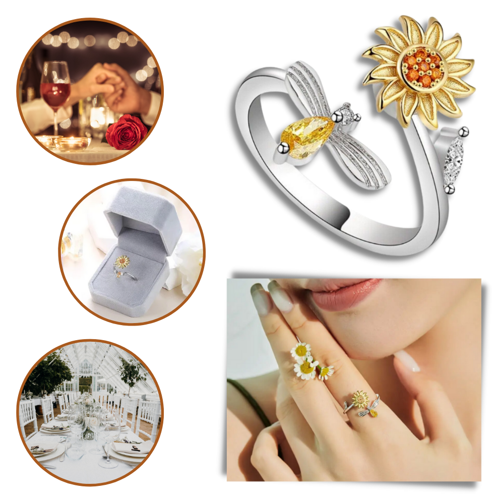 Bague tournesol tournante