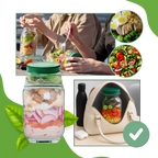 Bocal transparent à salade avec ouverture latérale