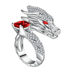 Bague artisanale unique en argent en forme de dragon