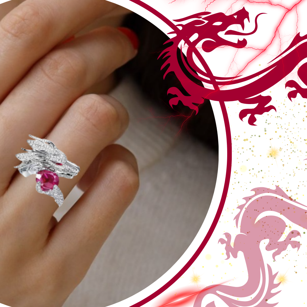 Bague artisanale unique en argent en forme de dragon