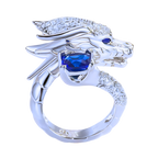 Bague artisanale unique en argent en forme de dragon