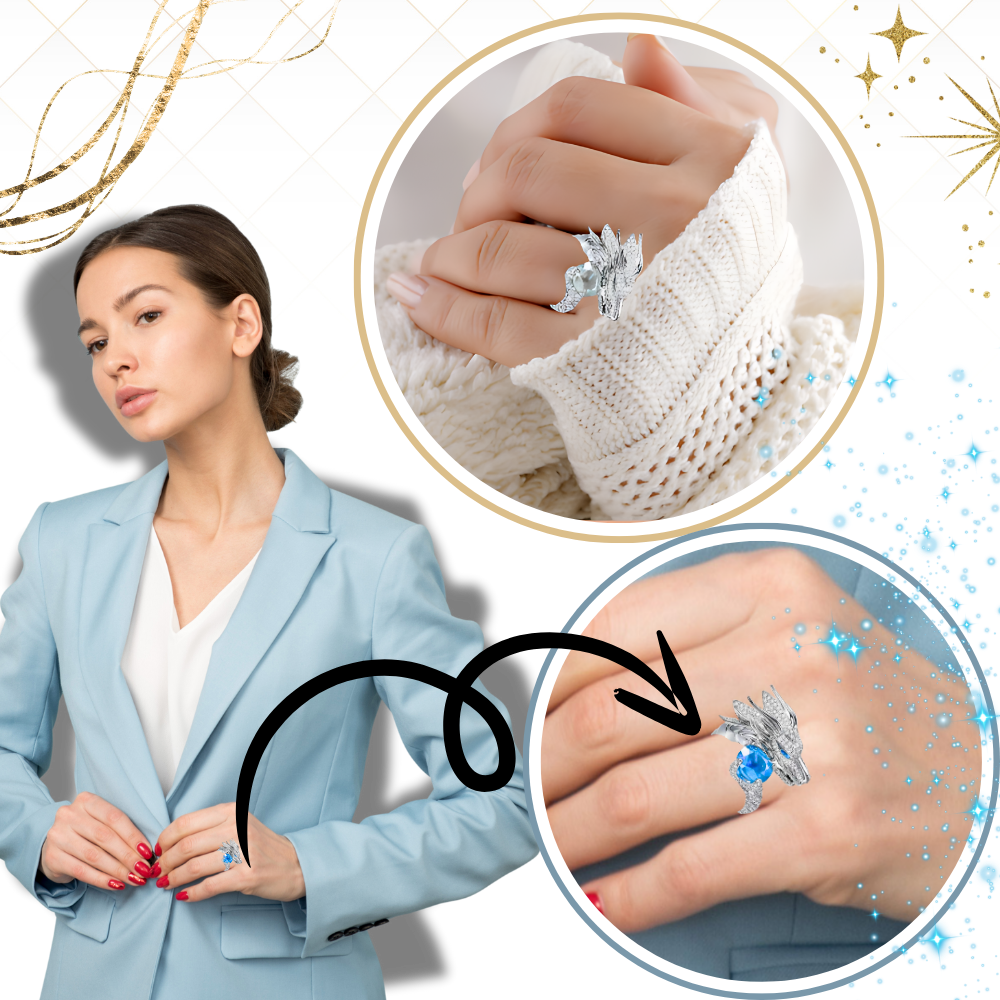 Bague artisanale unique en argent en forme de dragon