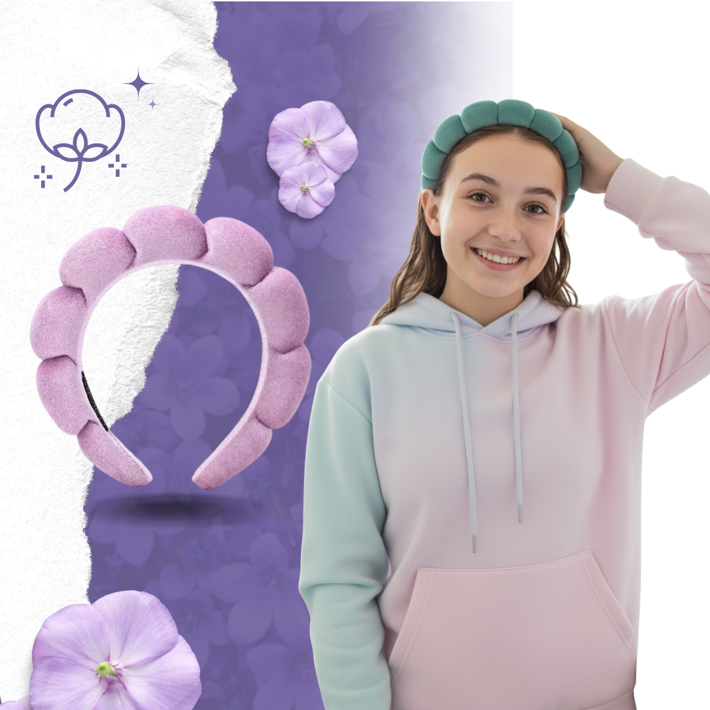 Bandeau en velours rembourré pour les soins de la peau