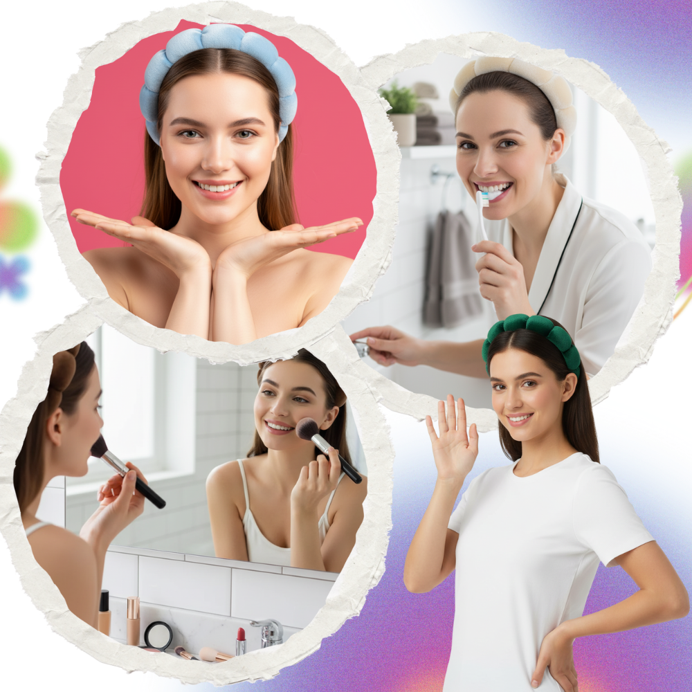 Bandeau en velours rembourré pour les soins de la peau